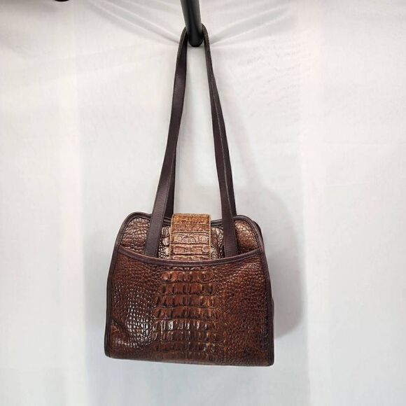 BRIGHTON Brown Crocco Embossed Strap Over Shoulder Bag - Picture 3 of 15